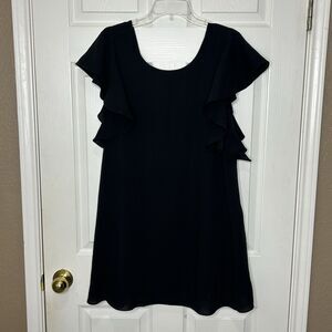 Very J Black mini dress fancy flowy lined flowy sleeves formal Size Large
